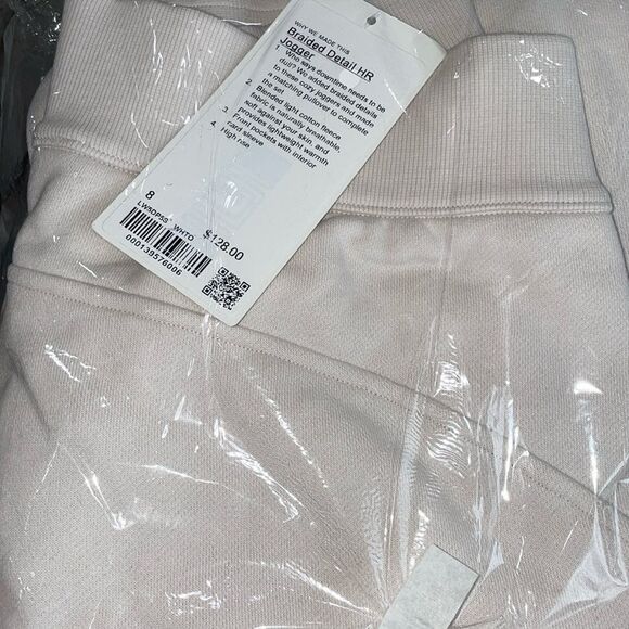 NWT LULULEMON BRAIDED DETAIL HIGH RISE JOGGER 8 white cream NWT  FLEECE 8 - Picture 2 of 7